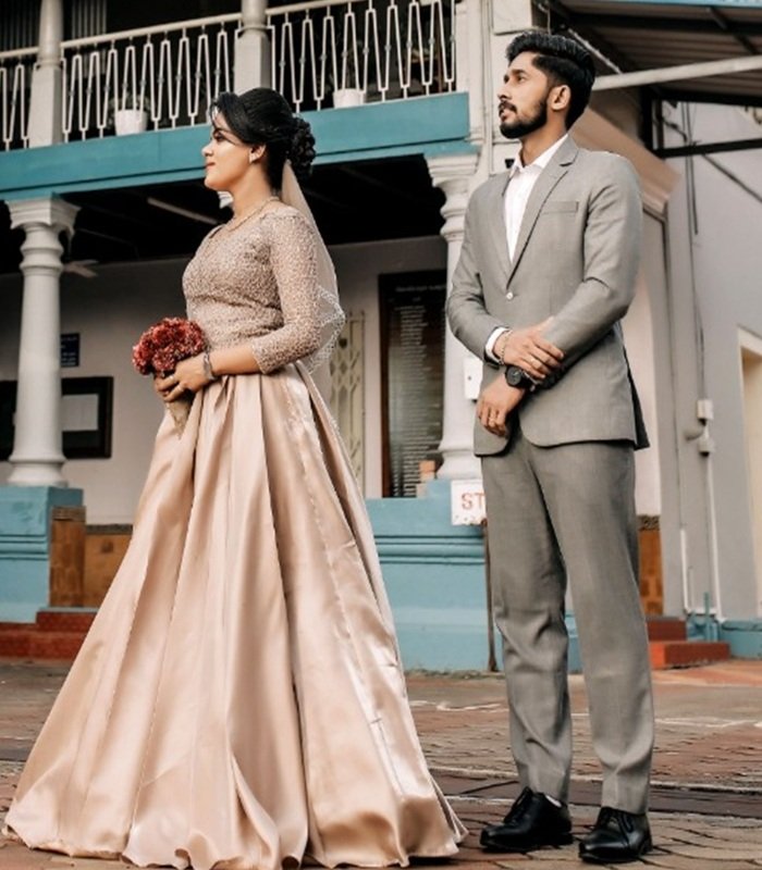 The bride and groom in traditional elegance